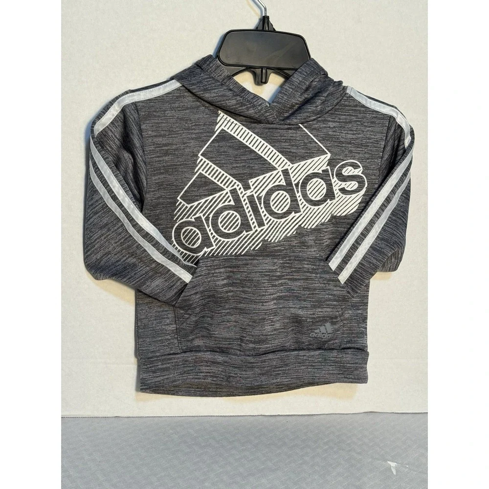 Adidas Toddler 3T‎ Hoodie Grey Pullover Sweatshirt Logo - Picture 6 of 13